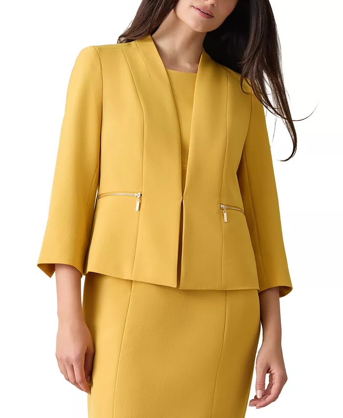 Petite Open-Front 3/4-Sleeve Blazer | Macy's