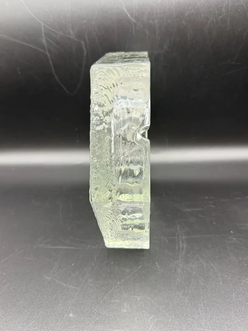 Vintage Blenko Brutalist Ashtray - Heavy, Crushed Ice, Clear Glass Hexagon - MCM Barware | Etsy (US)