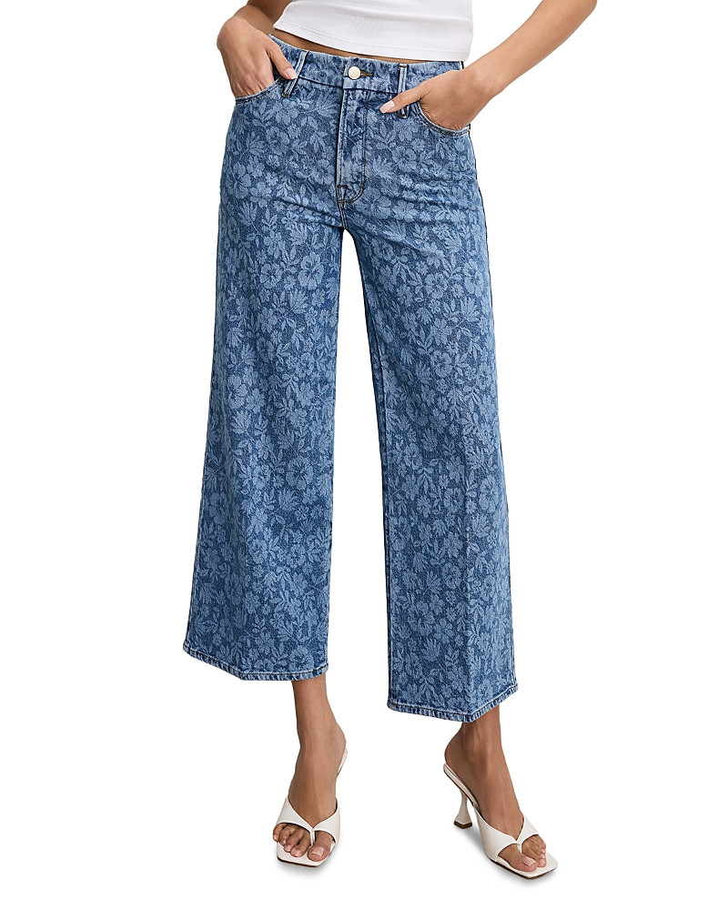 Good American Good Waist Cropped Palazzo Jeans in Hibiscus Bloom | Bloomingdale's (US)