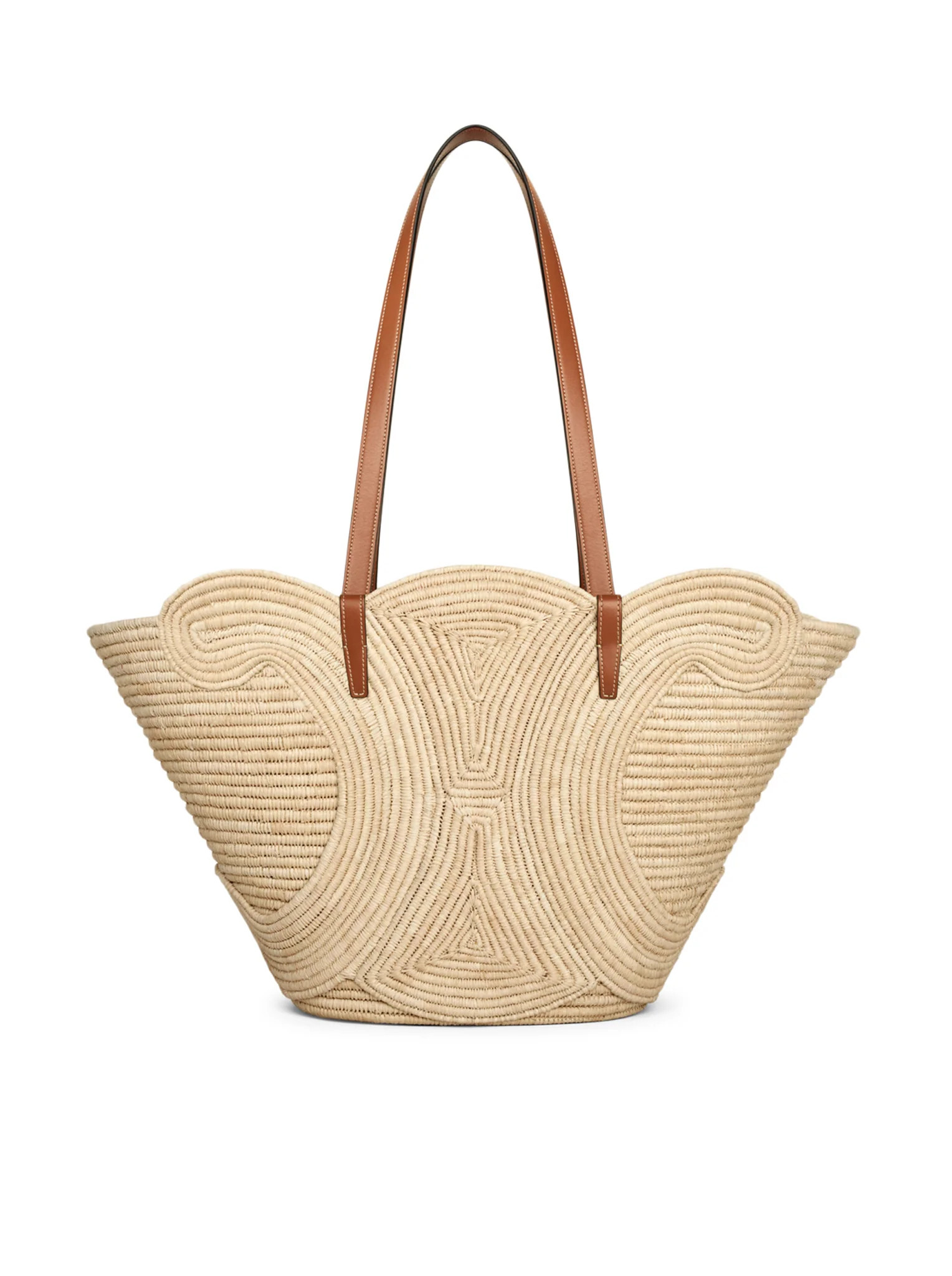 CELINE CLASSIC PANIER MEDIUM TRIOMPHE WOVEN BAG IN RAFFIA AND CALFSKIN - Celine - Woman | Suitnegozi INT