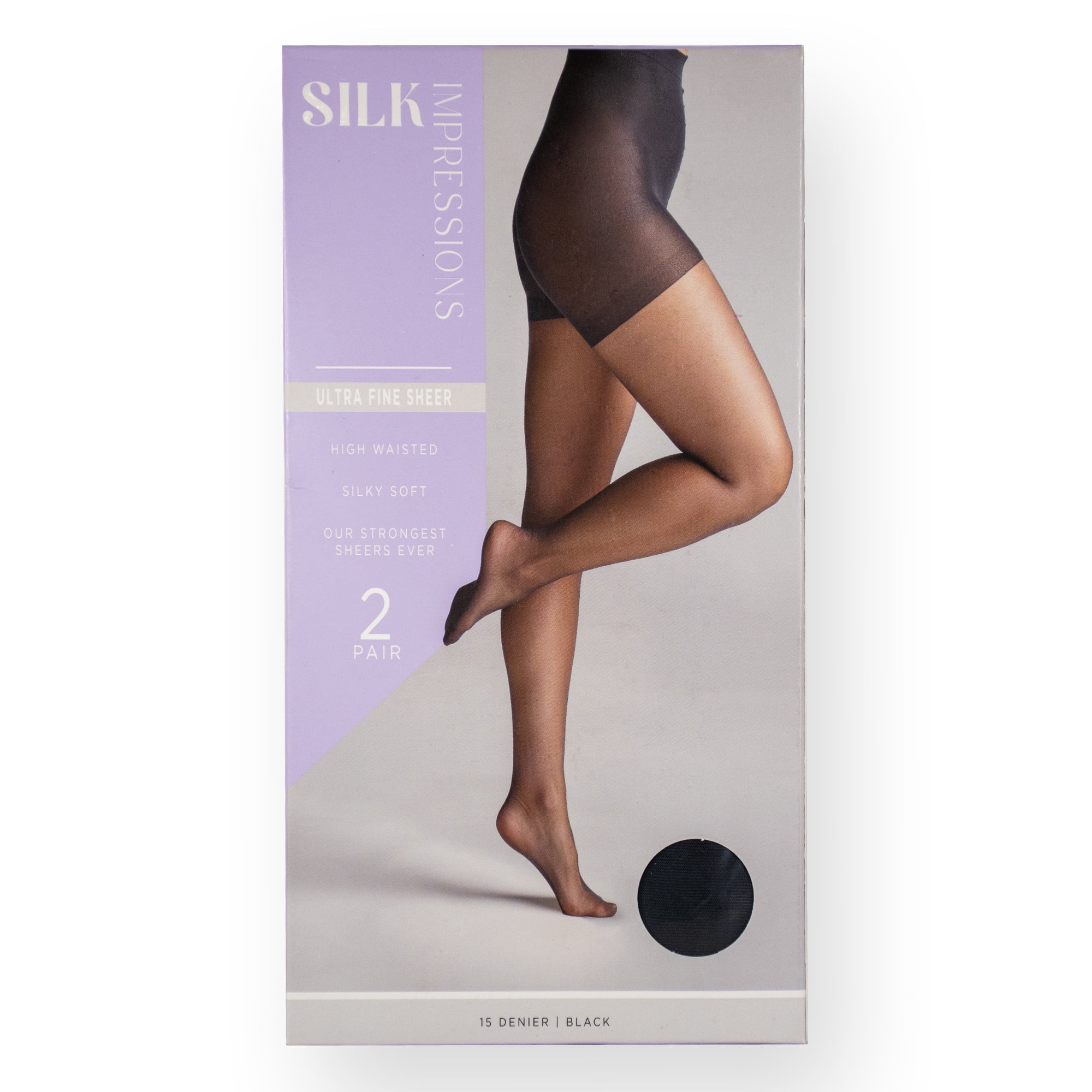 Silk Impressions Fine Sheer Pantyhose for Women, 15 Denier Ultra Sheer, Sizes S-3XL, 2-Pack | Walmart (US)