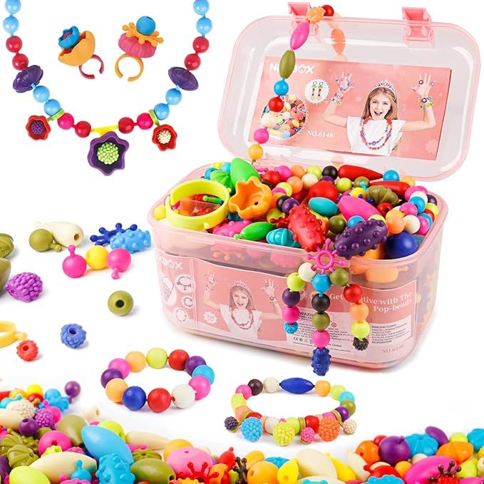 NEXBOX Girls Crafts Jewelry Making Kit for Toddlers - Pop Beads Toys Sets for Little Kids Age 3 4... | Amazon (US)