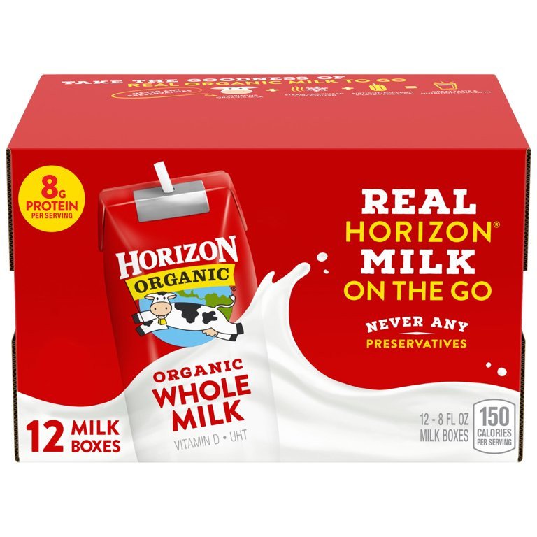 Horizon Organic Shelf-Stable Whole Milk Boxes, 8 oz., 12 Pack | Walmart (US)