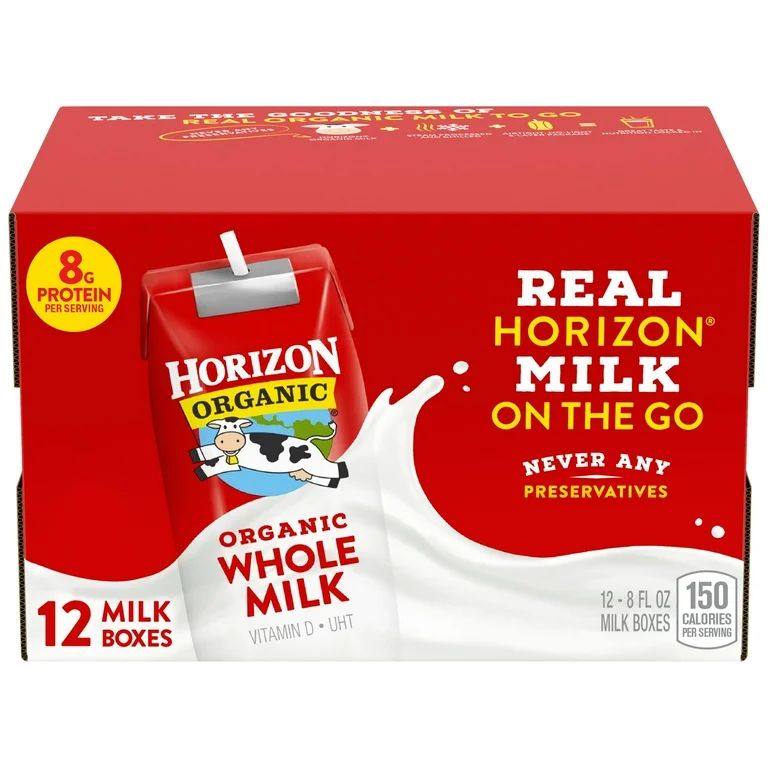 Horizon Organic Shelf-Stable Whole Milk Boxes, 8 oz., 12 Pack | Walmart (US)