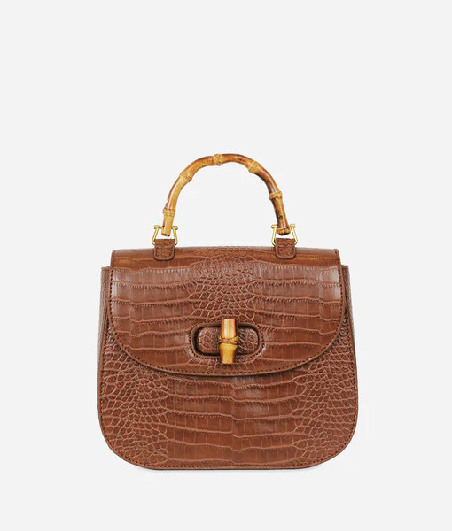 The Bamboo Shoulder Bag - Croc Pecan | Fawn Design
