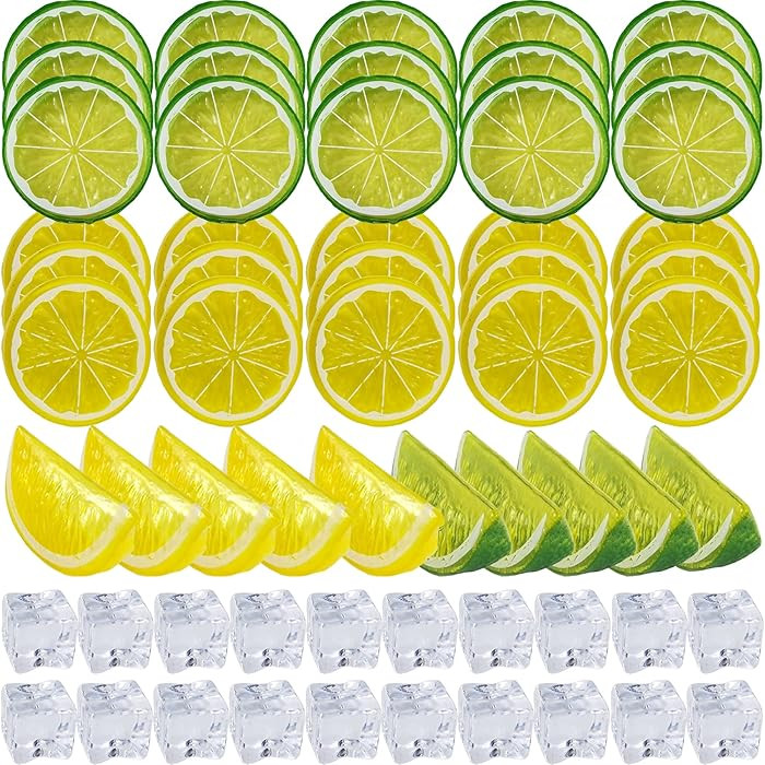 ROYHOO 60PCS Artificial Lemon Slices Blocks and Fake Ice Cubes | Amazon (US)