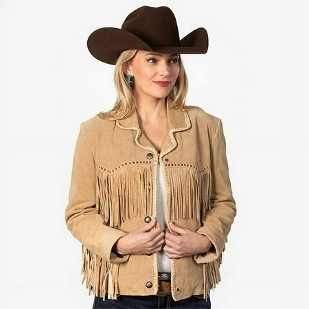 Scully Women s Suede Snap Fringe Jacket Tan US | Walmart (US)