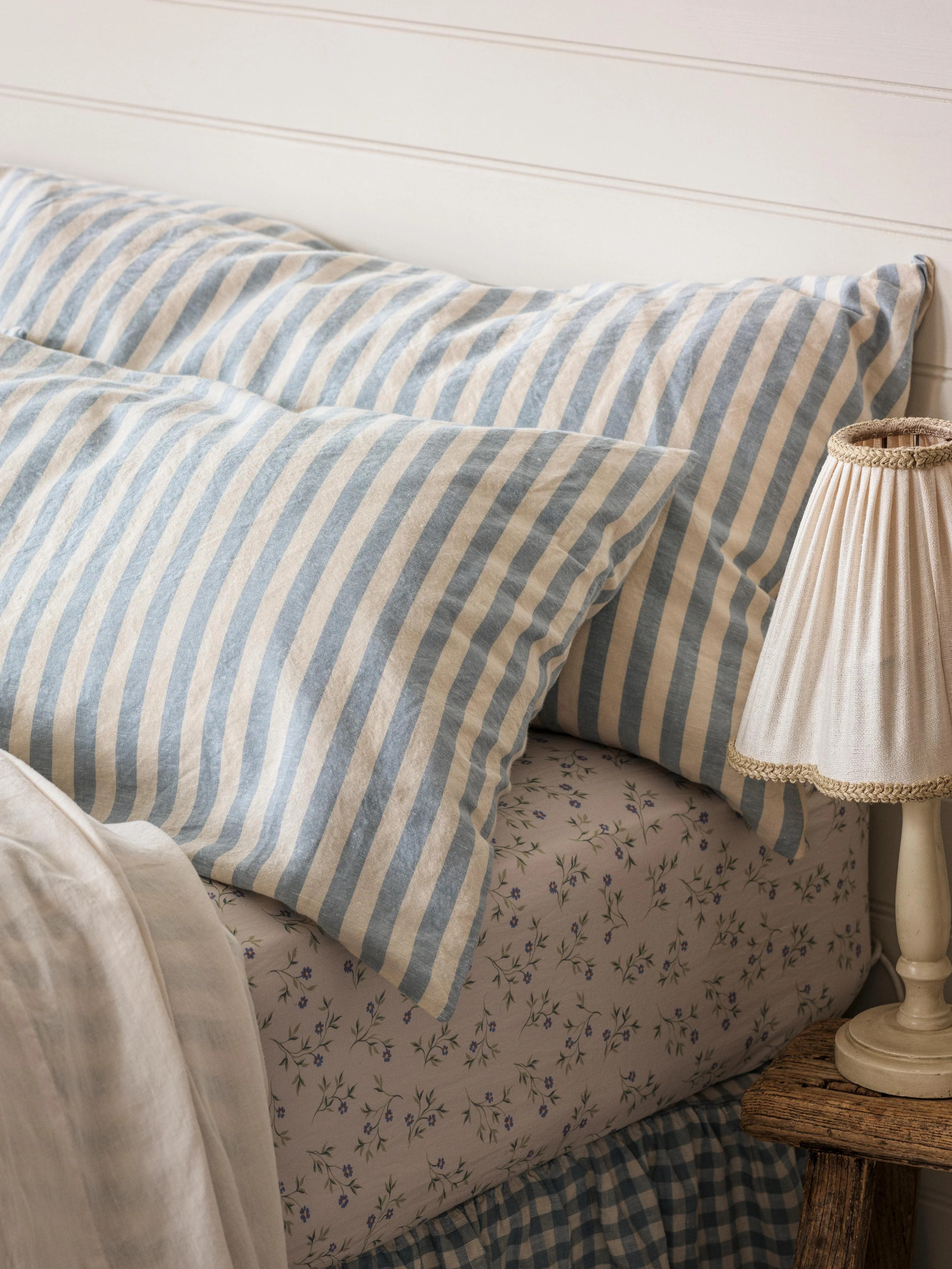 Coastal Blue Pembroke Stripe Linen Blend Pillowcase (Pair) | Piglet