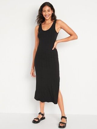 Fitted Sleeveless Rib-Knit Midi Dress for Women | Old Navy (US)