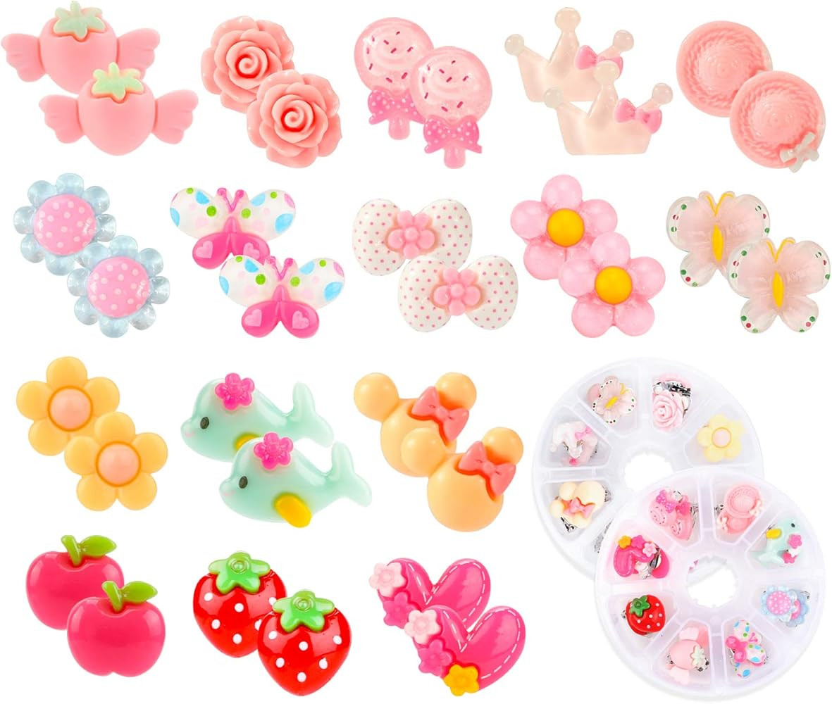 Hifot 16 Pairs Clip on Earrings Girls, No Pierced Design Earrings Dress up Pretend Princess Play ... | Amazon (US)