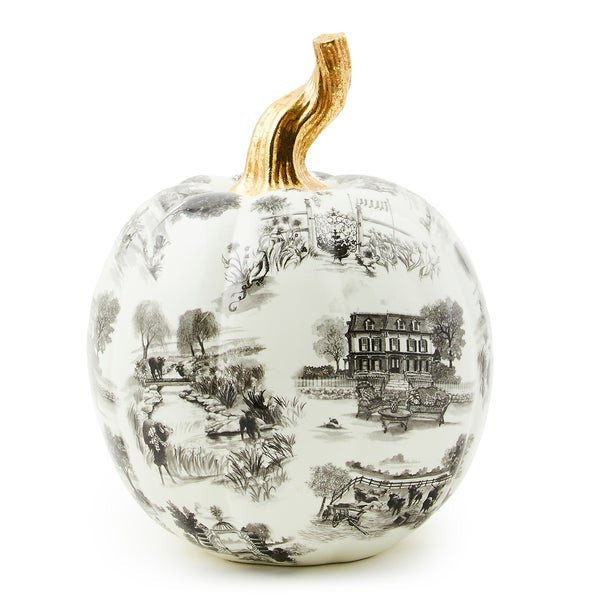 MacKenzie-Childs Black Toile Small Pumpkin Figurine | MacKenzie-Childs