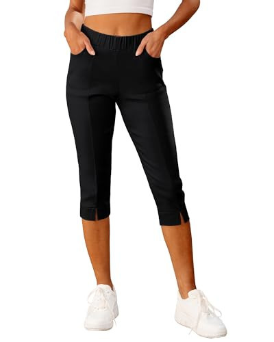 GRAPENT Black Skinny Dress Pants for Women Black Capris for Women Dressy Black Pull On Pants Women Black Dress Capris for Women Black Capri Dress Pants for Women Black Capri Pants for Women Black XXL | Amazon (US)