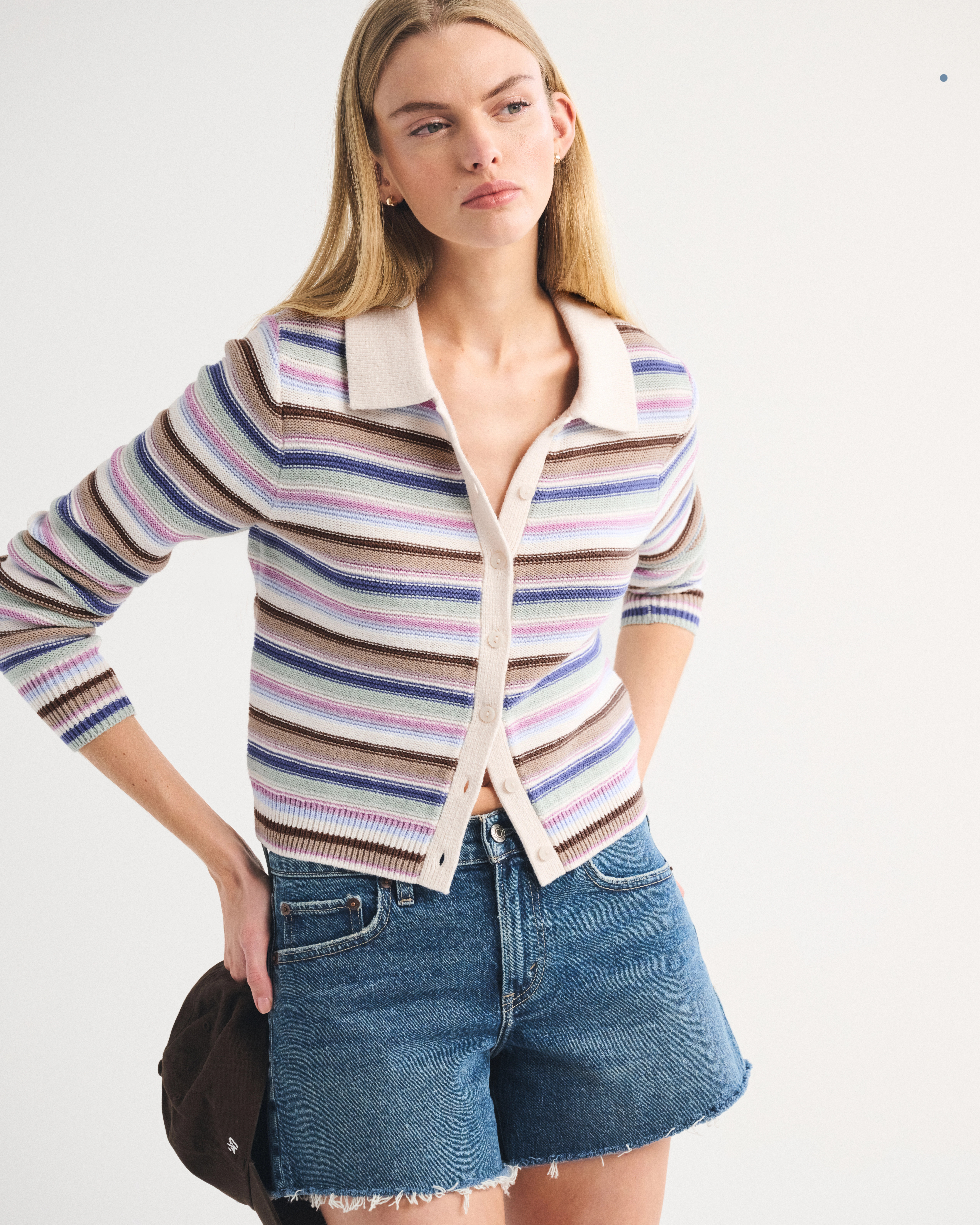 Crochet-Style Collared Cardigan | Abercrombie & Fitch (US)