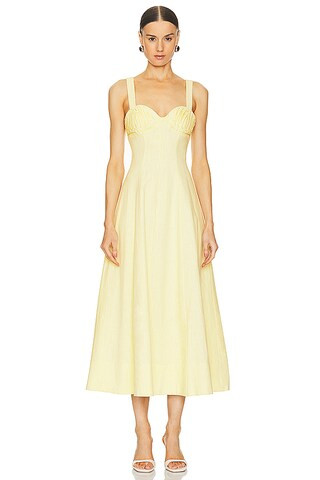 Clea Carla Embroidered Longline Dress in Limoncello from Revolve.com | Revolve Clothing (Global)