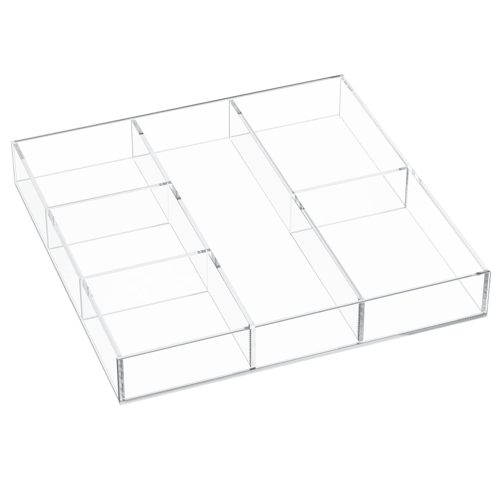 HIIMIEI Acrylic Drawer Organizer, 6 Section Clear Makeup Tray Organizer for Drawer Office Bedroom... | Amazon (US)