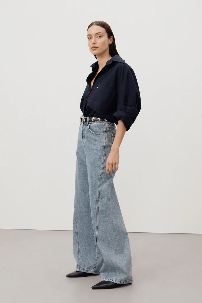 CARSON MID BLUE WIDE LEG JEAN | DISSH