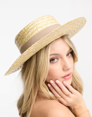 My Accessories London adjustable straw boater hat in natural | ASOS (Global)