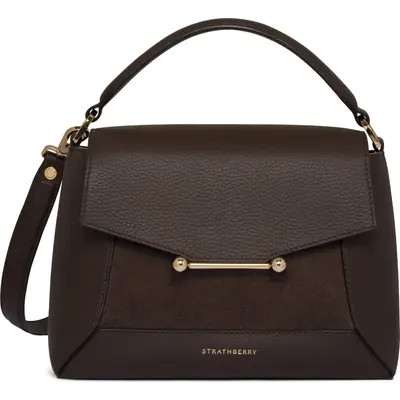 Strathberry Mosaic Leather Top Handle Bag in Dark Chocolate at Nordstrom | Nordstrom