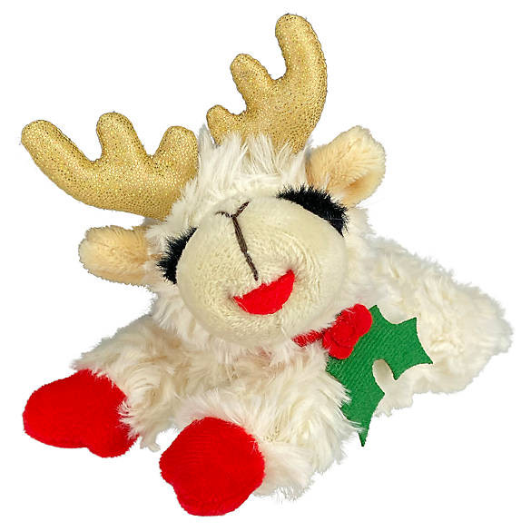 Multipet® Holiday Lamb Chop with Gold Antlers & Holly Dog Toy | PetSmart