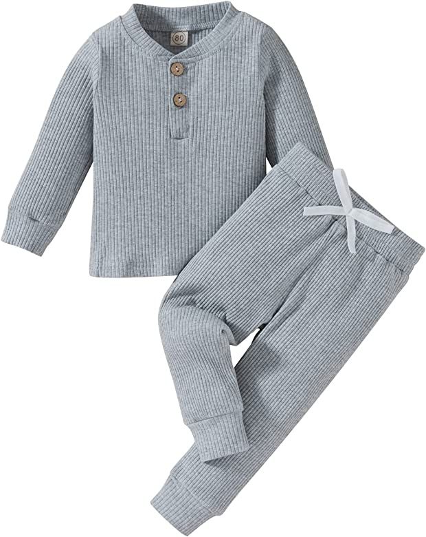 Toddler Boy Fall Clothes 2T 3T 4T 5T Outfits Winter Long Sleeve Knitted Cotton Tops & Pants Sets ... | Amazon (US)