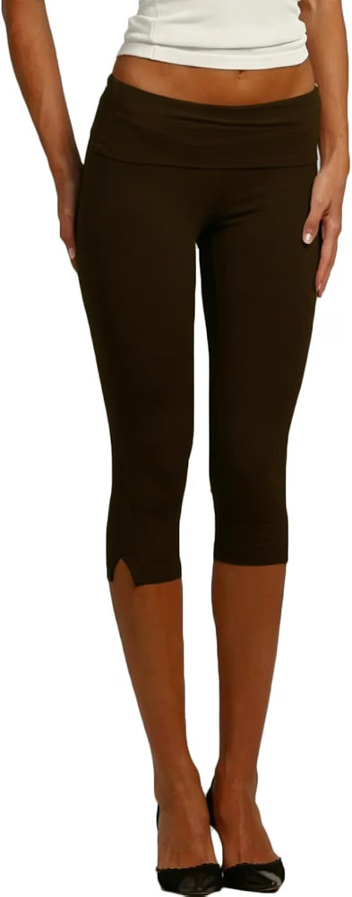 RUEWEY Women Yoga Capri Leggings Fold Over Slim Fit Split Hem Cropped Pants | Amazon (US)