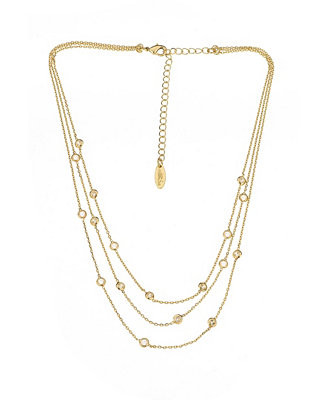 Perfect Cubic Zirconia Dotted 18K Gold Plated Layered Necklace | Macy's