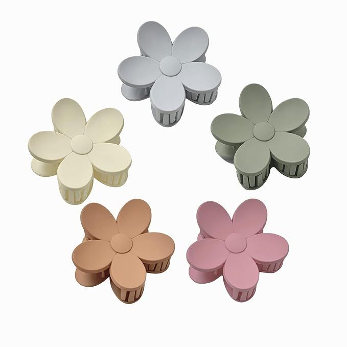 YAIKOAI 5 Pieces Small Acrylic Hair Claw Clips Flower Shaped Plastic Jaw Clips Non Slip Tortoise ... | Amazon (US)