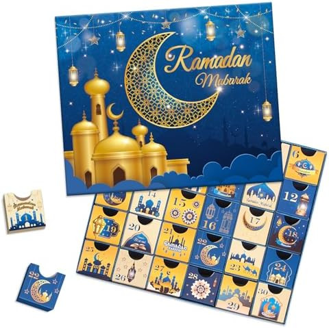 Ramadan Advent Calendar with Drawers, 30 Empty Boxes for 30 days, Eid Mubarak Coutdown Calendar F... | Amazon (US)