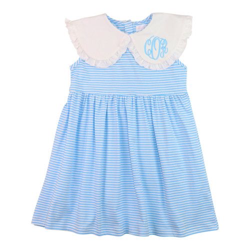 Blue Stripe Knit Collar Dress - Shipping Late May | Cecil and Lou