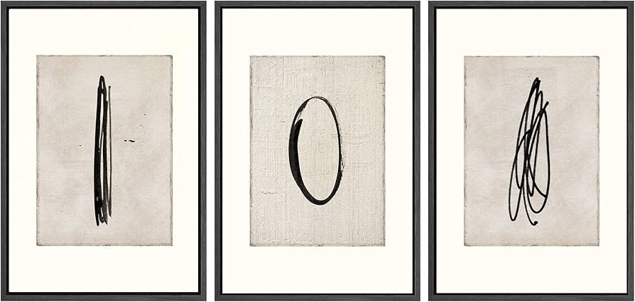 SIGNWIN Framed Canvas Print Wall Art Set Mid-Century Modern Paint Strokes Abstract Shapes Illustr... | Amazon (US)