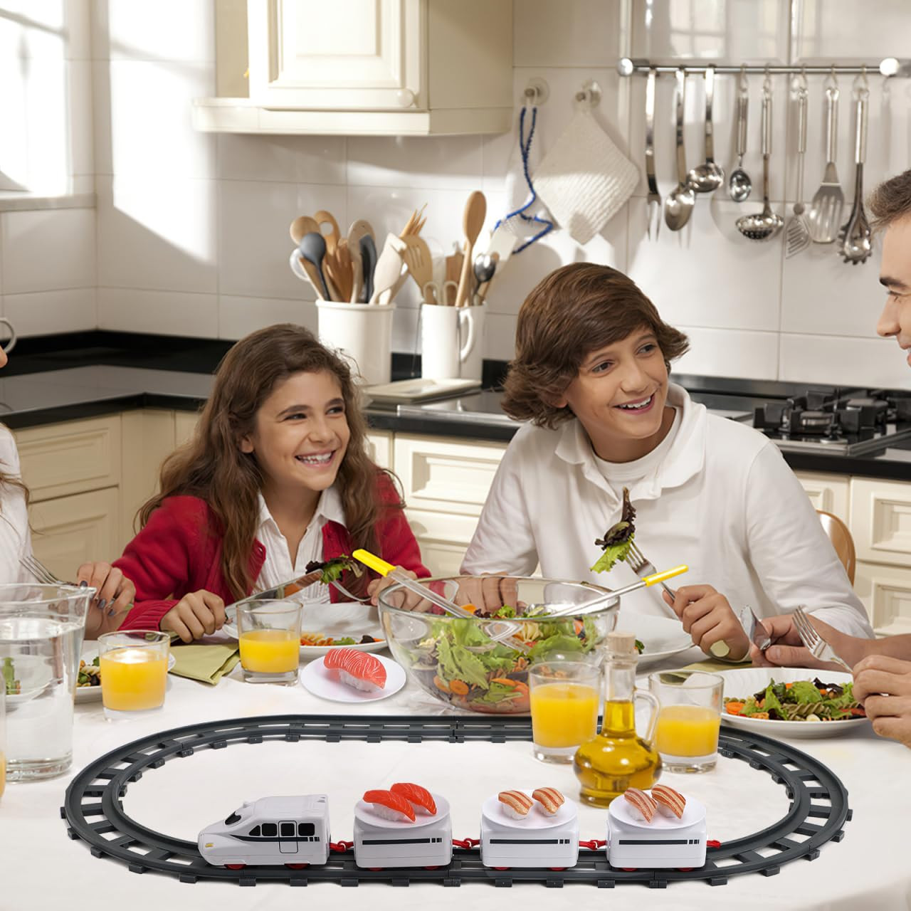 Toyvian Sushi Train Toys: Plastic Sushi Train for Dining Table, Interactive Rotating Railway Play... | Amazon (US)