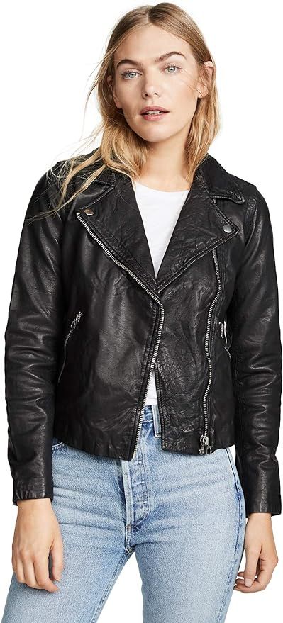 Madewell Women's Washed Leather Motorcycle Jacket | Amazon (US)