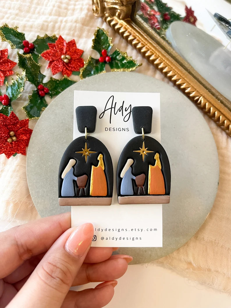 The Away in a Manger Christmas Earrings Christmas Christian - Etsy | Etsy (US)