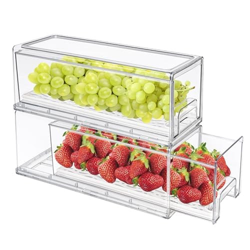 MANO 2Pack Clear Fridge Drawers Pull Out Stackable Refrigerator Drawer Organizer Bins Pantry Stor... | Amazon (US)