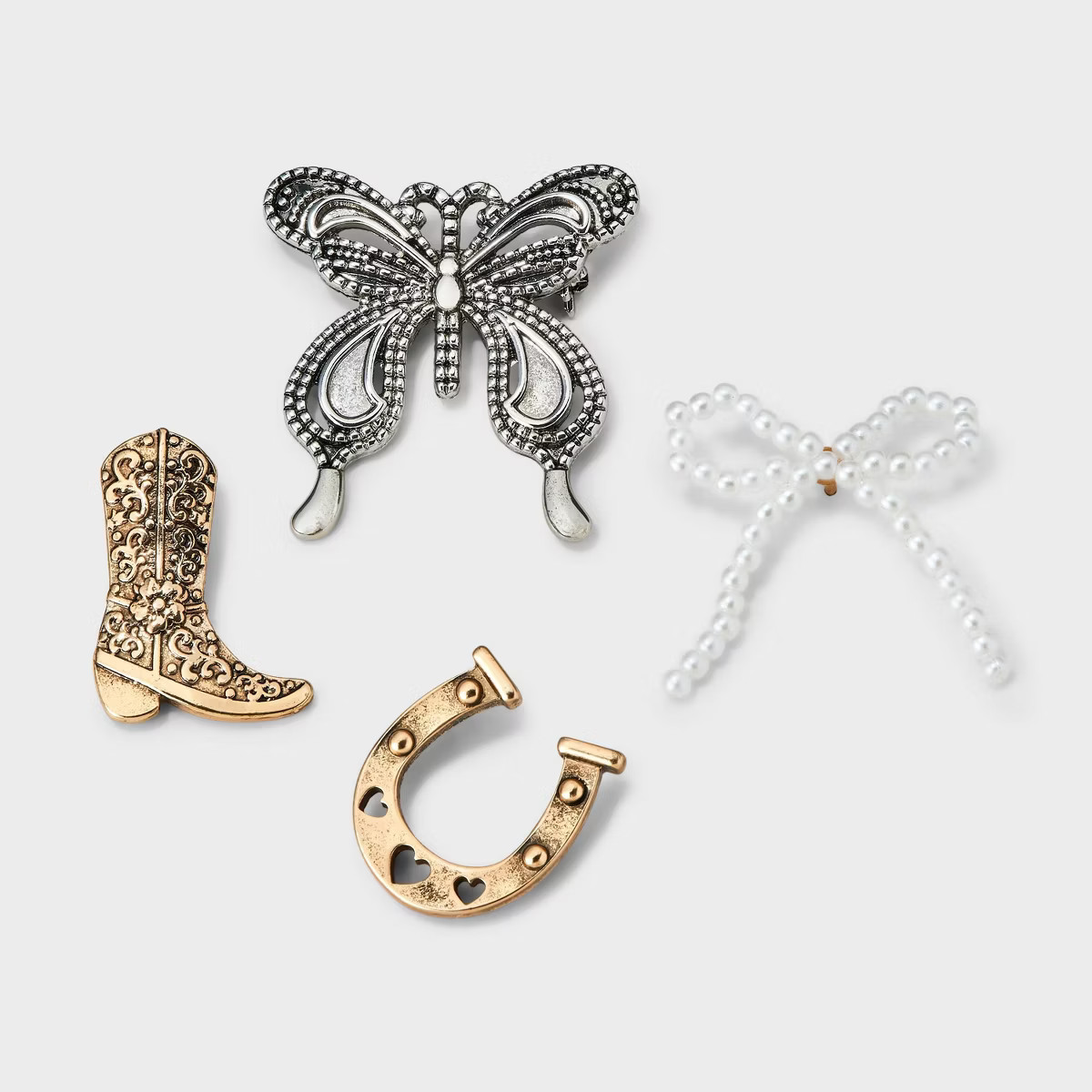 Butterfly and Horseshoe Mixed Pin Set 4pc - Wild Fable™ Gold | Target