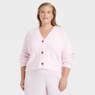 Women's Sweater Cardigan - Auden™ Pink 1X | Target