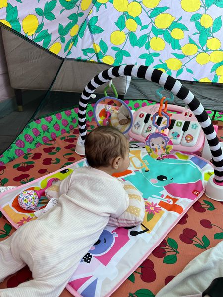 It’s giving… whatever the opposite of sad beige mom is. Pop-up tent is from Baggu last year, this exact color way isn’t available but they have a similar one and other really cute ones. We caved and got the Fisher-Price tummy time kick and play. Josie is obsessed with it.

#LTKfamily #LTKbaby #LTKhome
