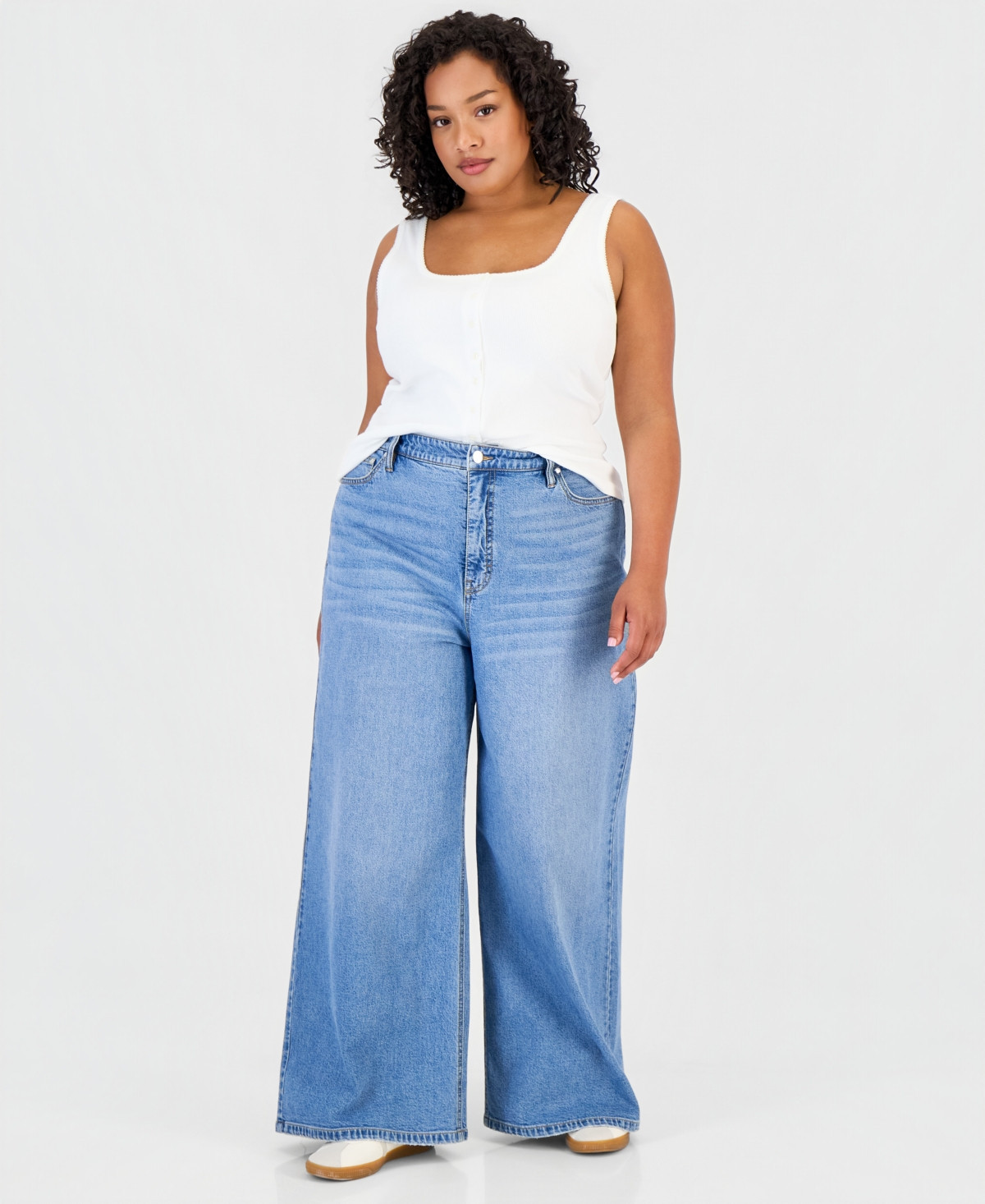 On 34th Trendy Plus Size Wide-Leg Jeans, Macy's Exclusive - Mia Wash | Macy's