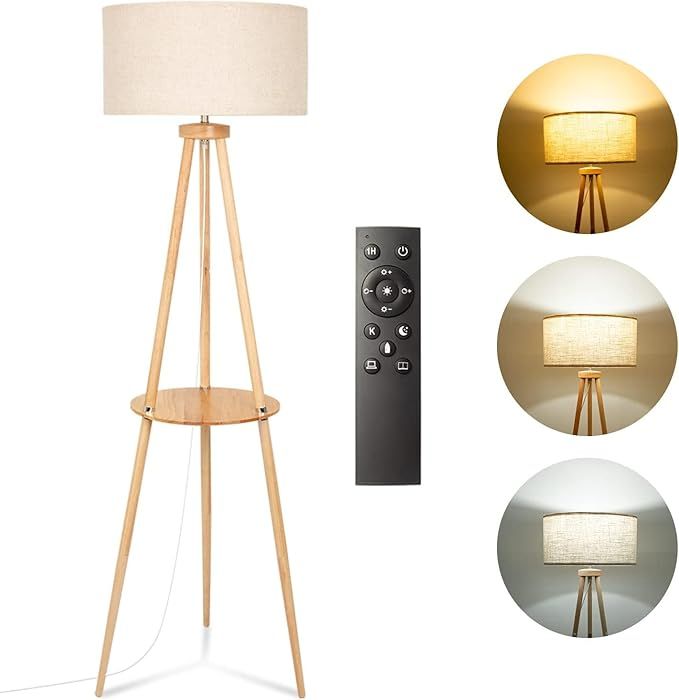 Allesin Wood Tripod Floor lamp Living Room LED dimmable, continuously dimmable and Color Temperat... | Amazon (US)