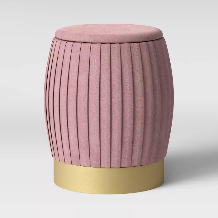 Sachsia Pleated Velvet Ottoman with Brass Base - Opalhouse™ | Target