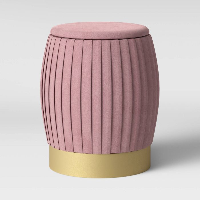 Sachsia Pleated Velvet Ottoman with Brass Base - Opalhouse™ | Target