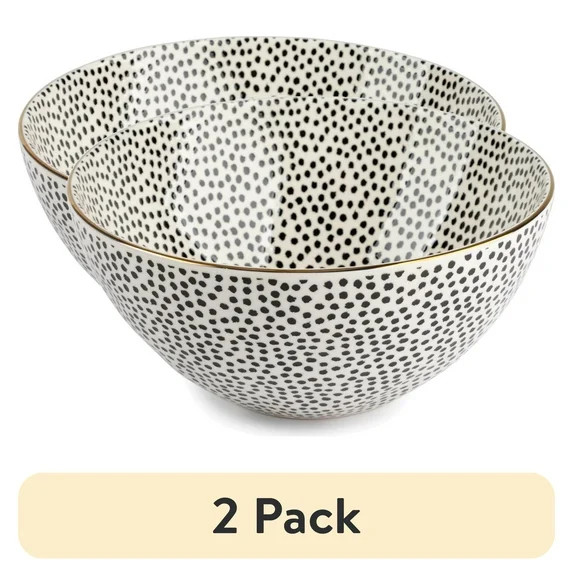 (2 pack) Thyme & Table Dot Large Ceramic Bowl Black and White | Walmart (US)
