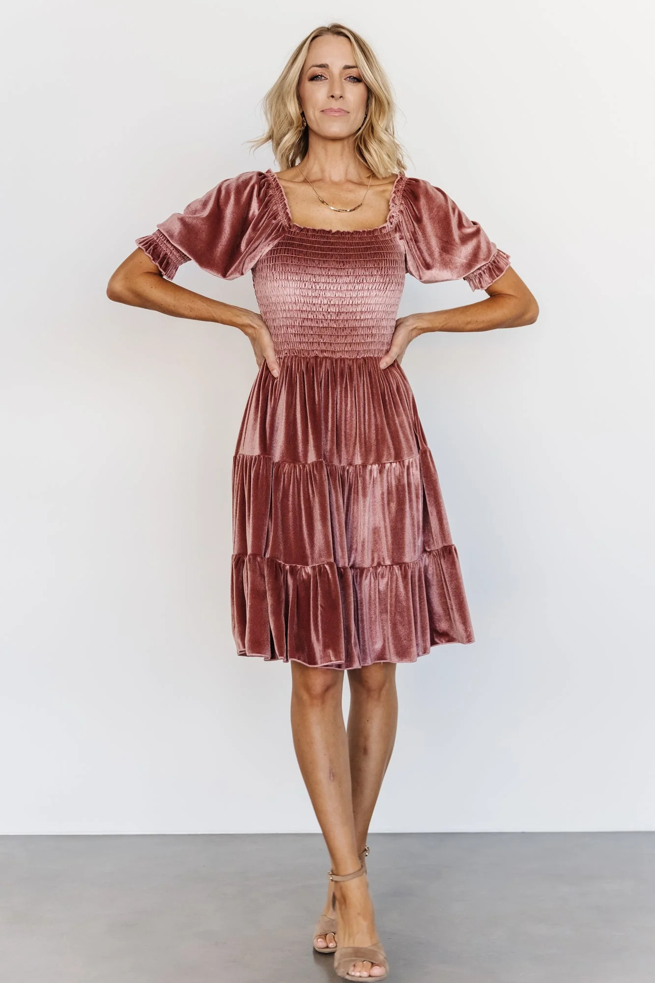 Bliss Smocked Velvet Short Dress | Baltic Born