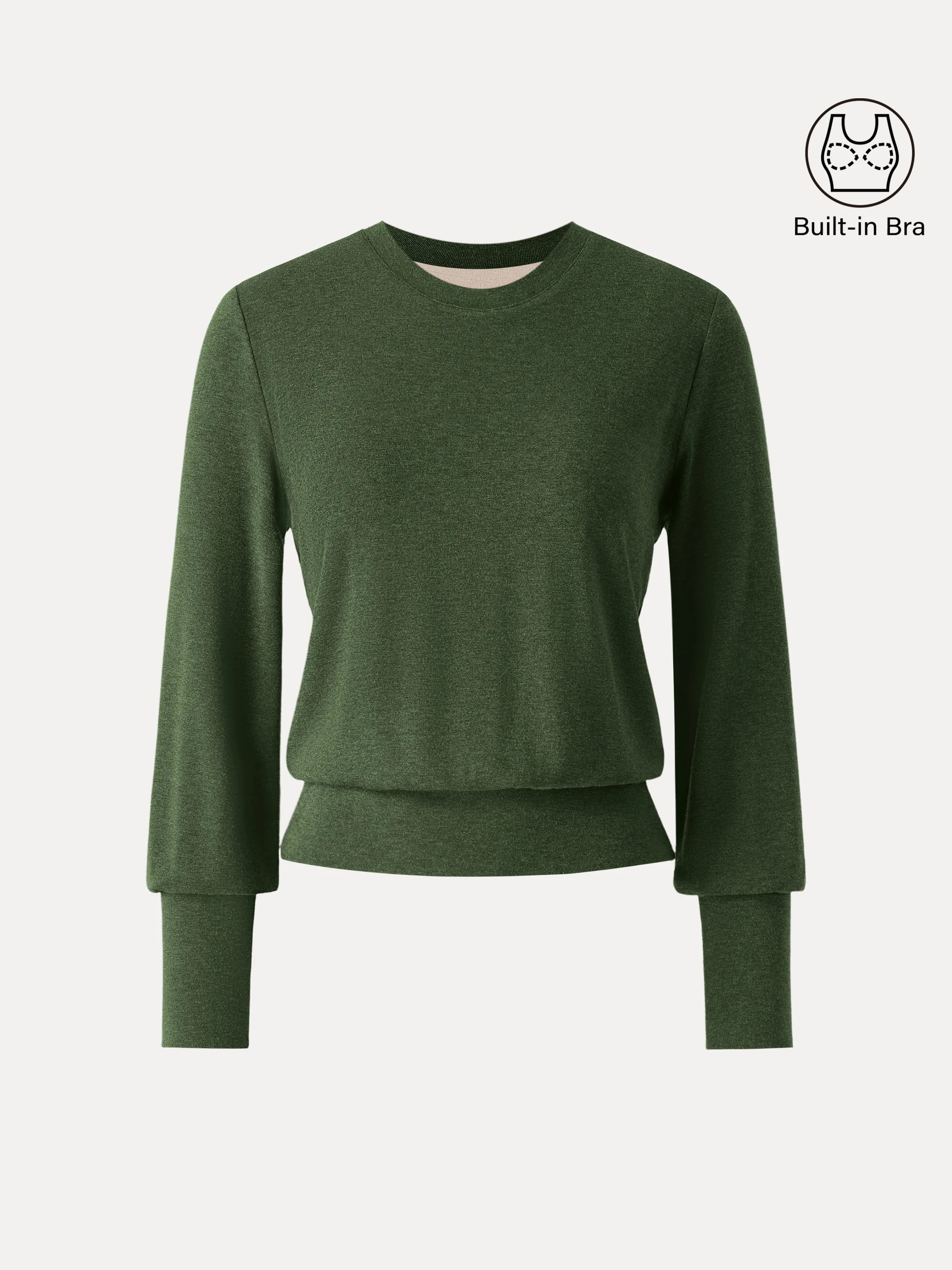 Elevated Crewneck Brushed Brami with Banded Hem - Moss Olive / 2XL | OGLmove