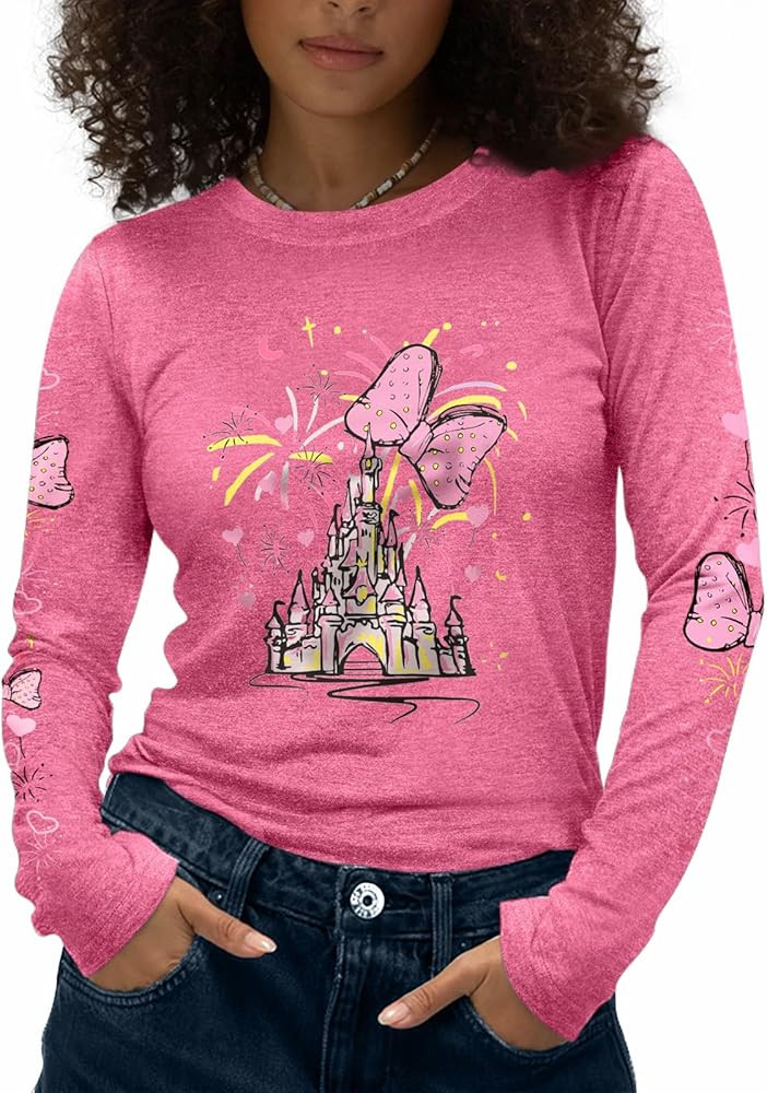 Flafens Long Sleeve Shirt for Women - Soft Crewneck Casual Graphic Fashion Clothes Tshirts Cute O... | Amazon (US)