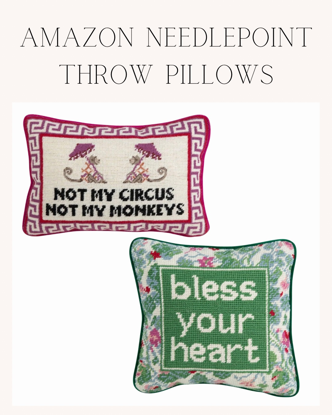 Amazon needlepoint throw pillows. A fun and unique addition to any space!  

#LTKfamily #LTKGiftGuide #LTKhome