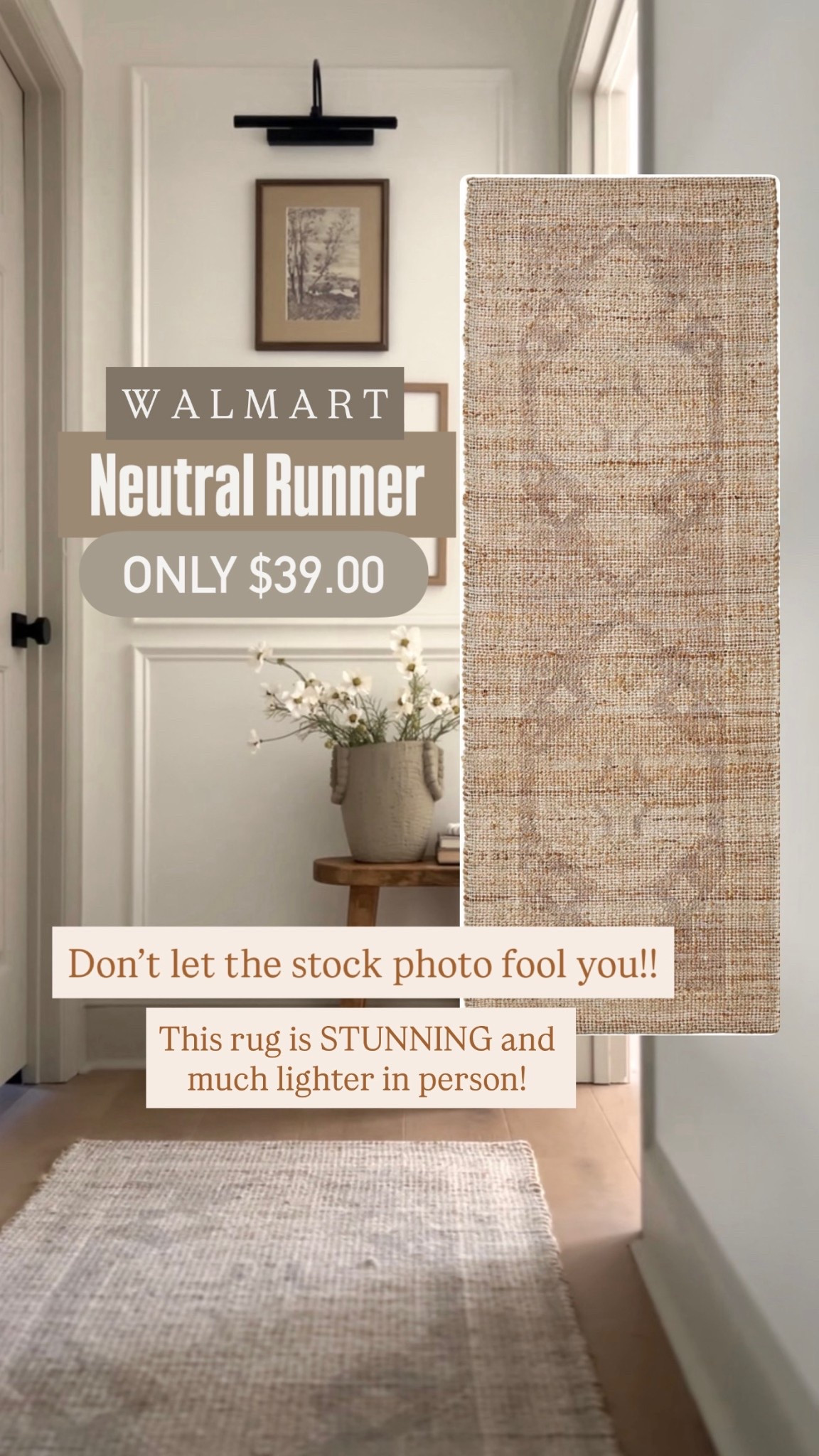 Walmart find | runner | Persian rug | neutral rug | hallway rug | neutral runner | affordable rugs 
