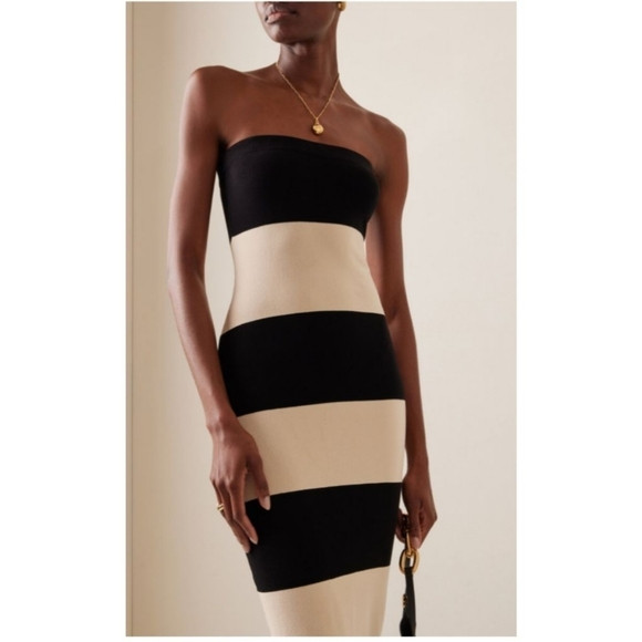 Posse Exclusive Theo Striped Jersey Column Strapless Maxi Dress Size Large NWT | Poshmark