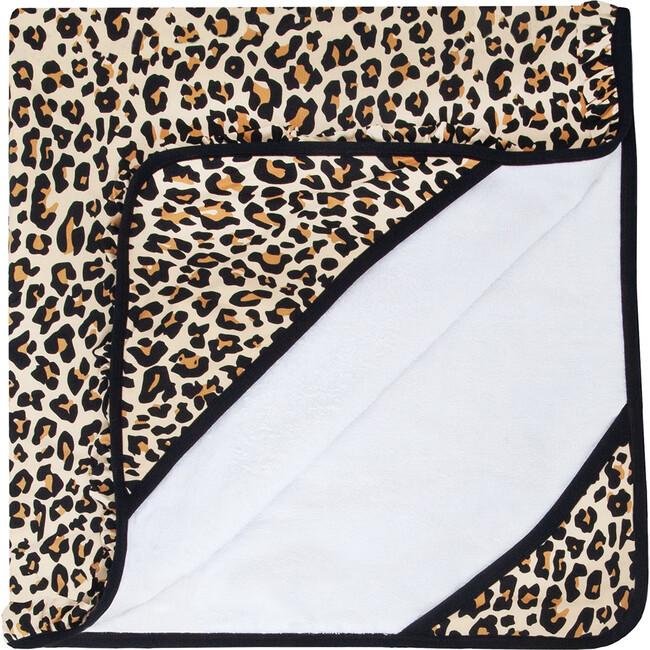 Posh Peanut | Ruffled Hooded Towel, Lana Leopard Tan | Maisonette | Maisonette