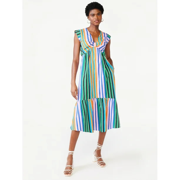 Scoop Women's Knot Front Midi Dress | Walmart (US)
